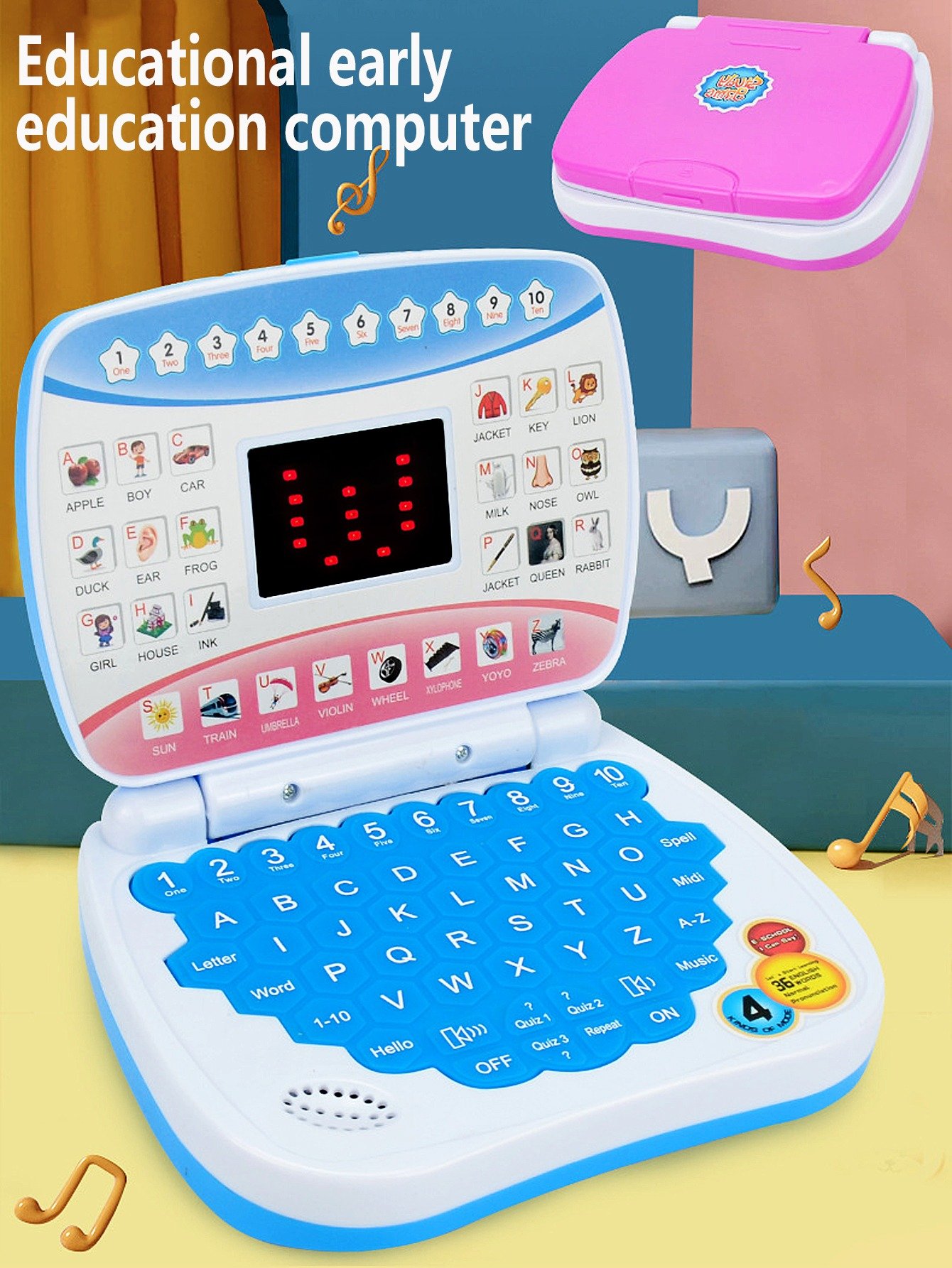 Kids Educational Laptop Toy Interactive Learning Game with Letters, Words & Voice - Image 8