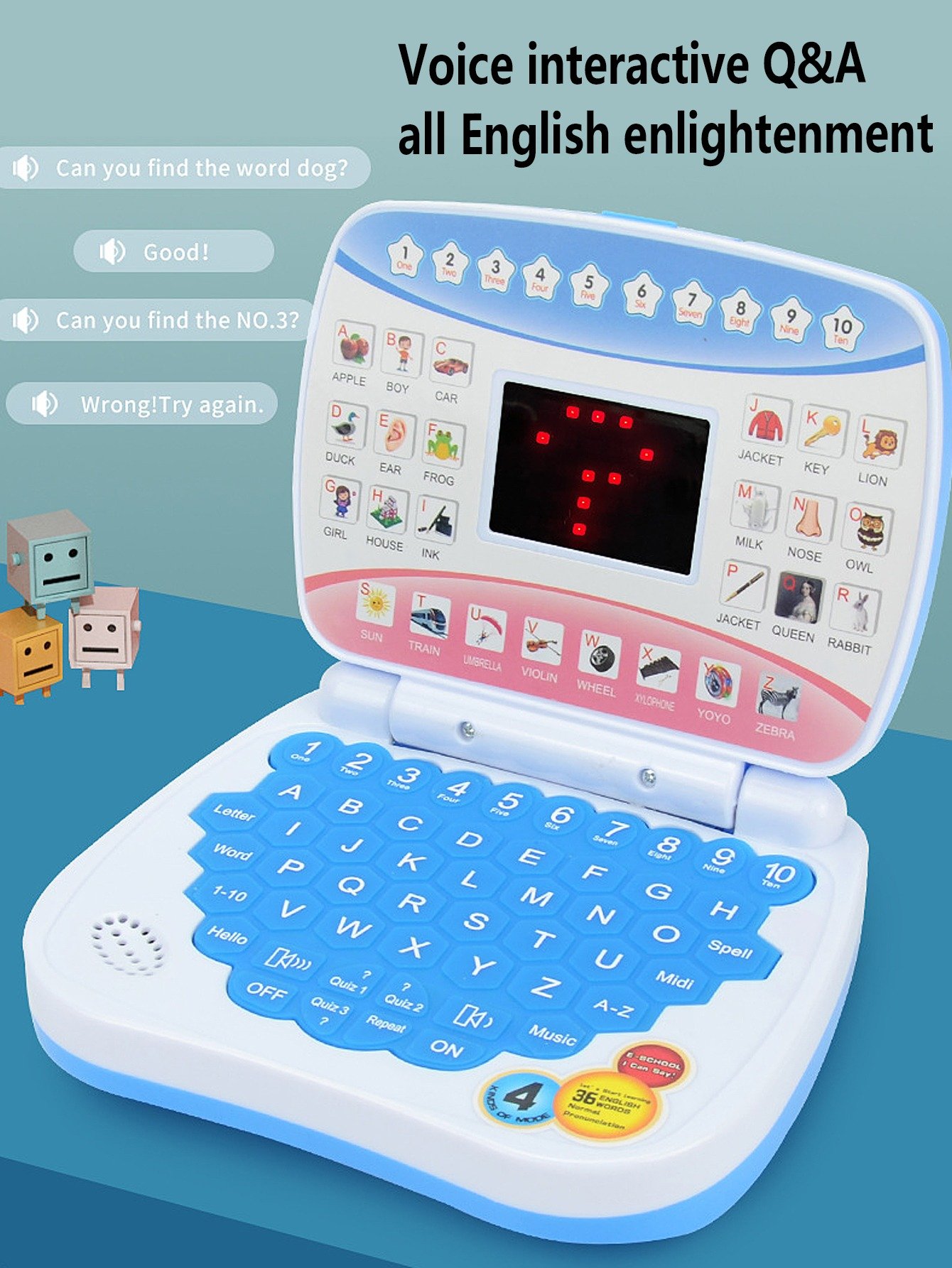 Kids Educational Laptop Toy Interactive Learning Game with Letters, Words & Voice - Image 10